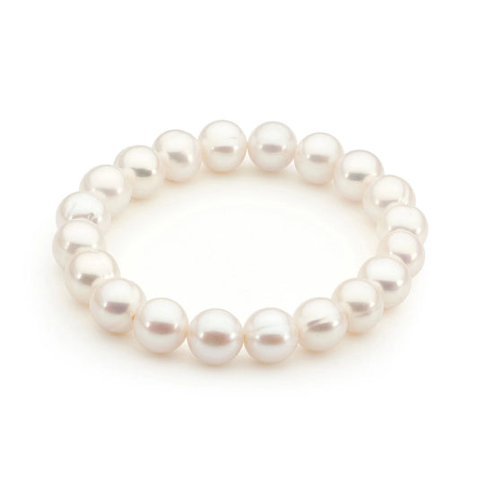 WHITE 9.5-10.5MM FRESHWATER 19CM ELASTIC BRACELET.