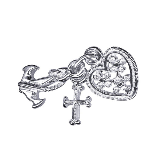 STERLING SILVER FANCY 11MM FAITH HOPE AND CHARITY CHARM