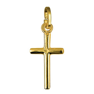 9CT YELLOW GOLD 17 X 9.6MM TUBULAR CROSS PENDANT