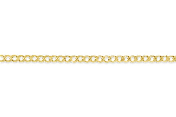 9CT YELLOW GOLD SOLID IMPORTED 50CM DIAMOND CUT CURB CHAIN.