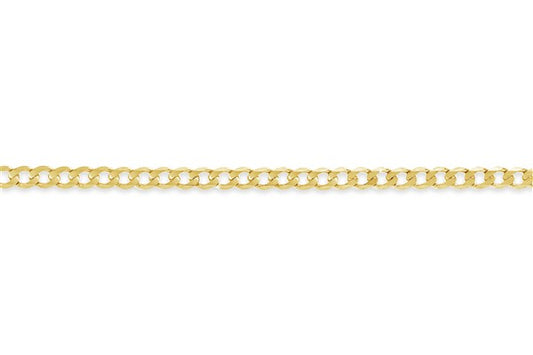9CT YELLOW GOLD SOLID IMPORTED 50CM DIAMOND CUT CURB CHAIN.