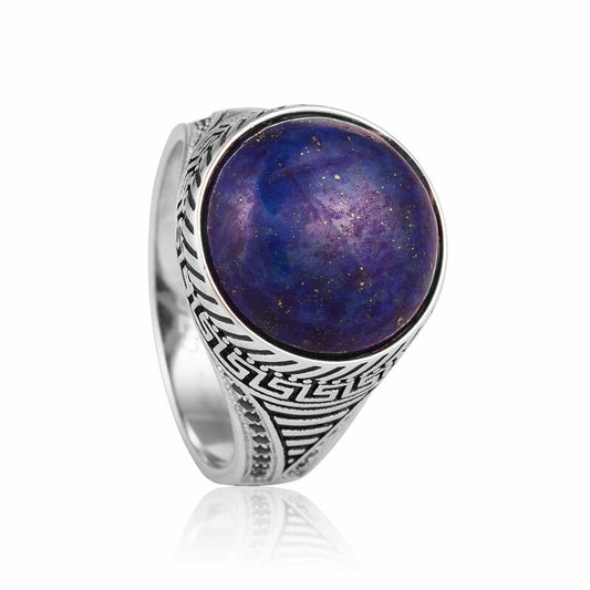 STERLING SILVER LAPIS RING.