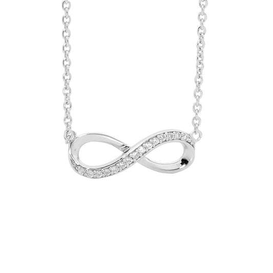 ELLANI STERLING SILVER CUBIC ZIRCONIA INFINITY NECKLACE. P669S