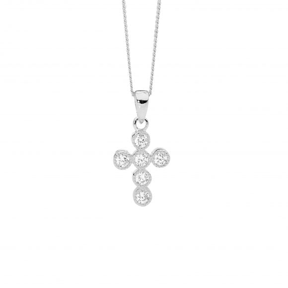 ELLANI STERLING SILVER CROSS AND CHAIN P842S