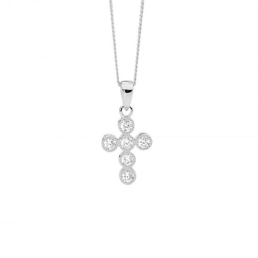 ELLANI STERLING SILVER CROSS AND CHAIN P842S