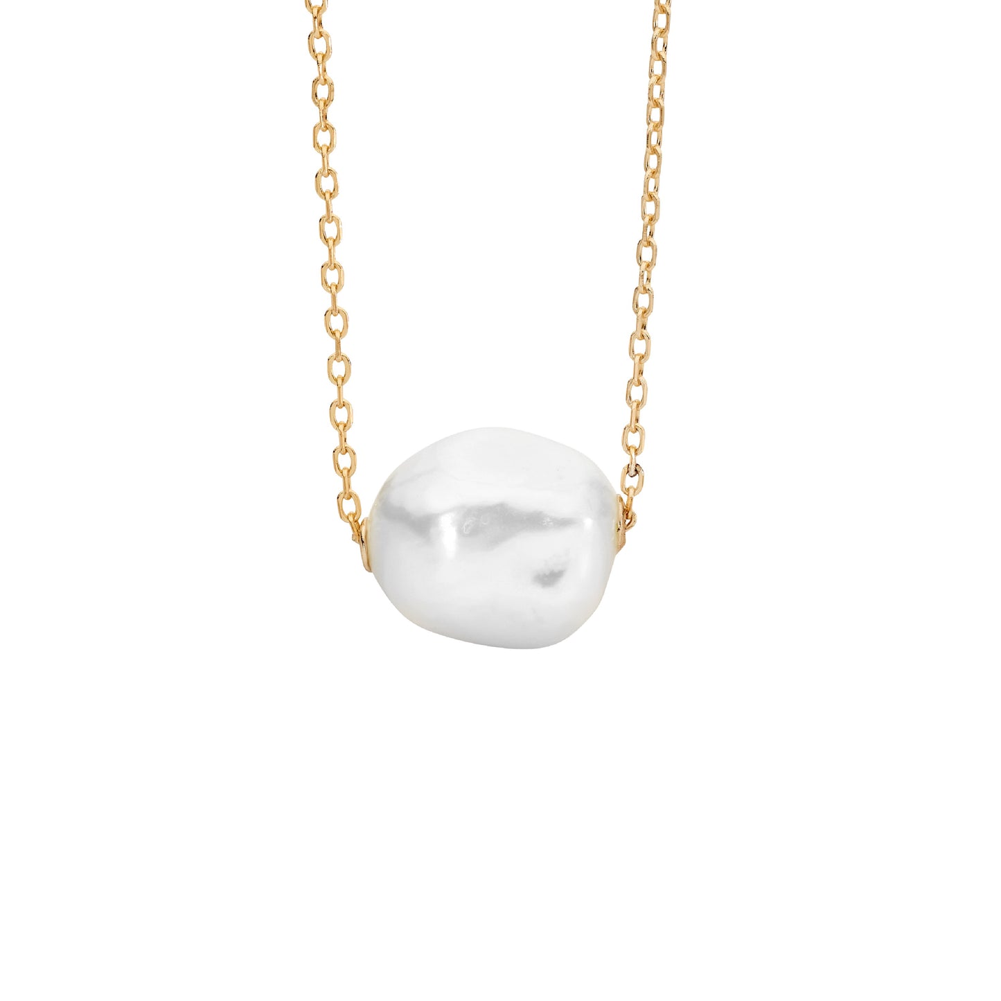 ELLANI GOLD PLATED BAROQUE 10-11MM FRESHWATER PEARL NECKLACE. P892G