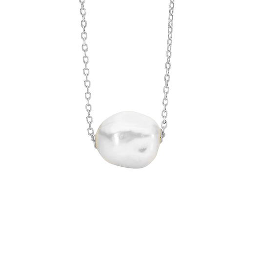 ELLANI STERLING SILVER BAROQUE 10-11MM FRESHWATER PEARL NECKLACE. P892S