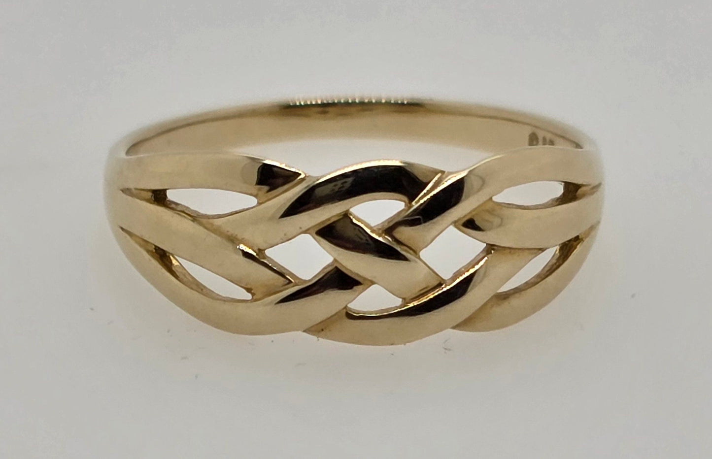 9CT YELLOW GOLD 4 STRAND FANCY CROSS OVER RING