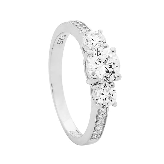 ELLANI STERLING SILVER CUBIC ZIRCONIA RING. R478