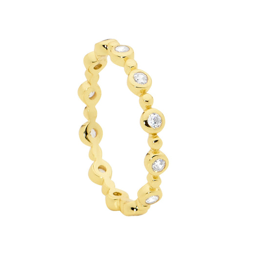 ELLANI STERLING SILVER YELLOW GOLD PLATED CUBIC ZIRCONIA RING. R491G