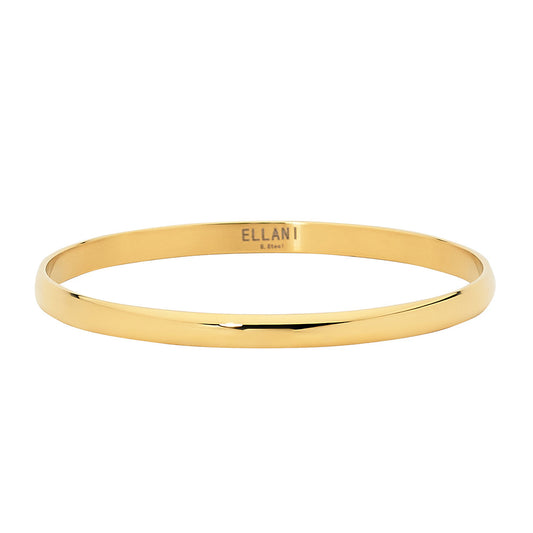 ELLANI STAINLESS STEEL GOLD PLATED 5MM X 65MM BANGLE. SB110G