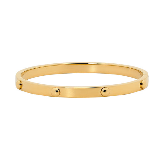 ELLANI STAINLESS STEEL GOLD PLATED 6MM WIDE HINGED BANGLE . SB165G