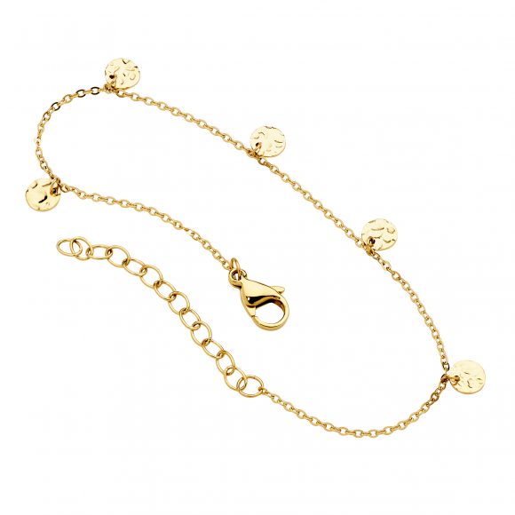 ELLANI STAINLESS STEEL YELLOW GOLD PLATED 5 X DISC FEATURE BRACELET