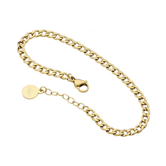 ELLANI STAINLESS STEEL GOLD PLATED 17CM + EXT CURB BRACELET. SB205G