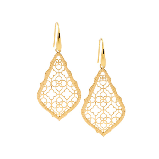 ELLANI STAINLESS STEEL GOLD PLATED DROP EARRINGS . SE251G