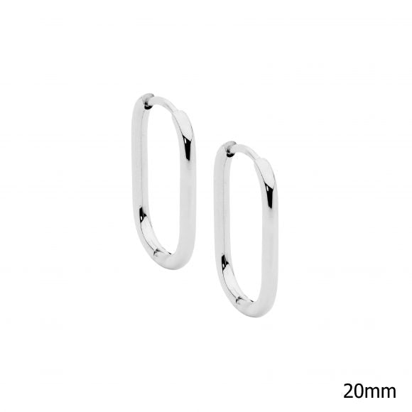 ELLANI STAINLESS STEEL 20MM OVAL HUGGIE EARRINGS. SE254S