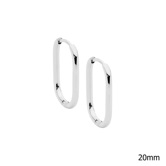 ELLANI STAINLESS STEEL 20MM X 15MM OVAL HUGGIE EARRINGS. SE254S