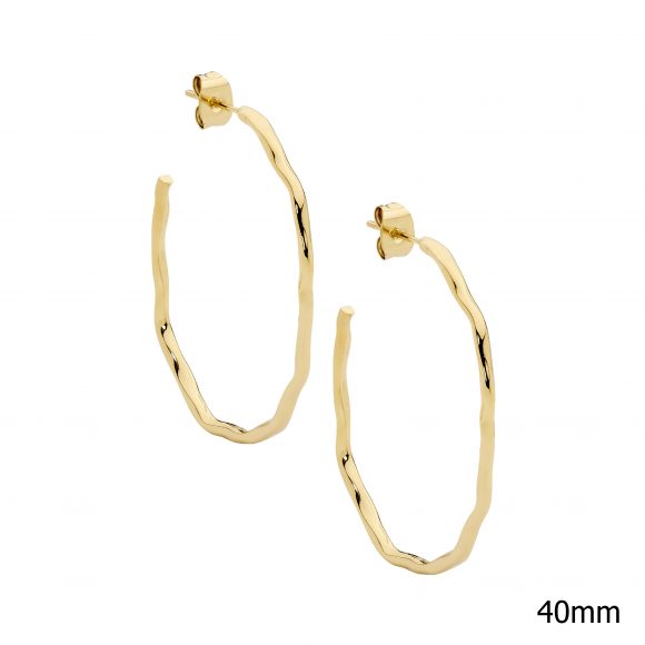 ELLANI STAINLESS STEEL GOLD PLATED WAVE OVAL STUD HOOP EARRINGS. SE260G