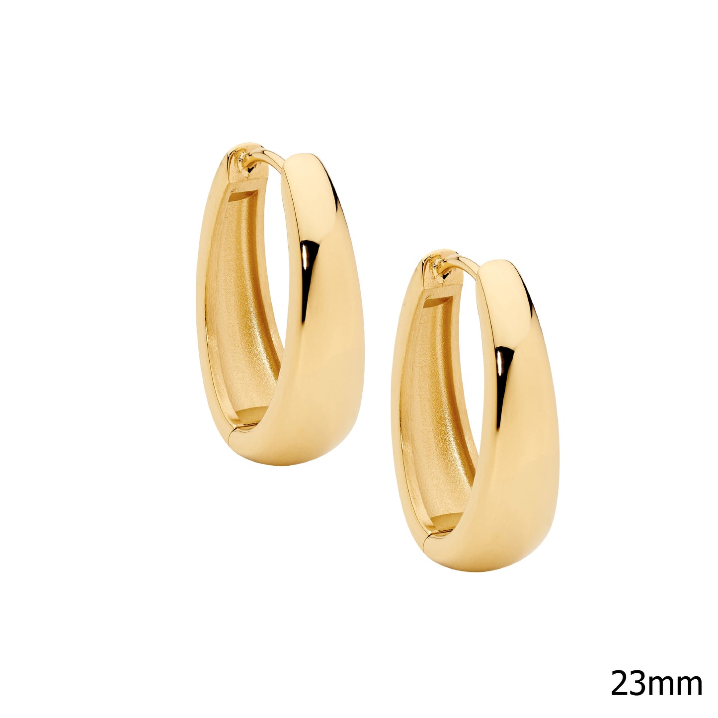 ELLANI STAINLESS STEEL GOLD PLATED OVAL HUGGIE EARRINGS. SE273G