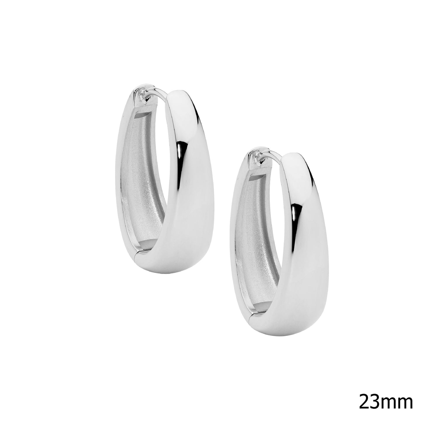 ELLANI STAINLESS STEEL OVAL HUGGIE EARRINGS. SE273S