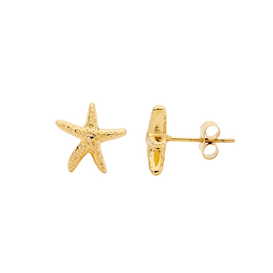 ELLANI STAINLESS STEEL GOLD PLATED STARFISH STUD EARRINGS. SE276G