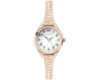 SECONDA WATCH ROSE GOLD PLATED CASE WITH WHITE DIAL AND EXPANDER BAND