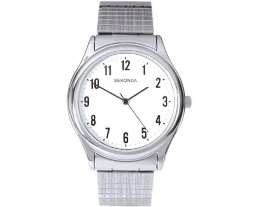 SEKONDA WATCH SILVER COLOUR EXPANDABLE BAND WHITE DIAL SK3751