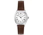 SEKONDA 25MM WATCH SILVER COLOUR CASE BROWN LEATHER BAND. SK40685