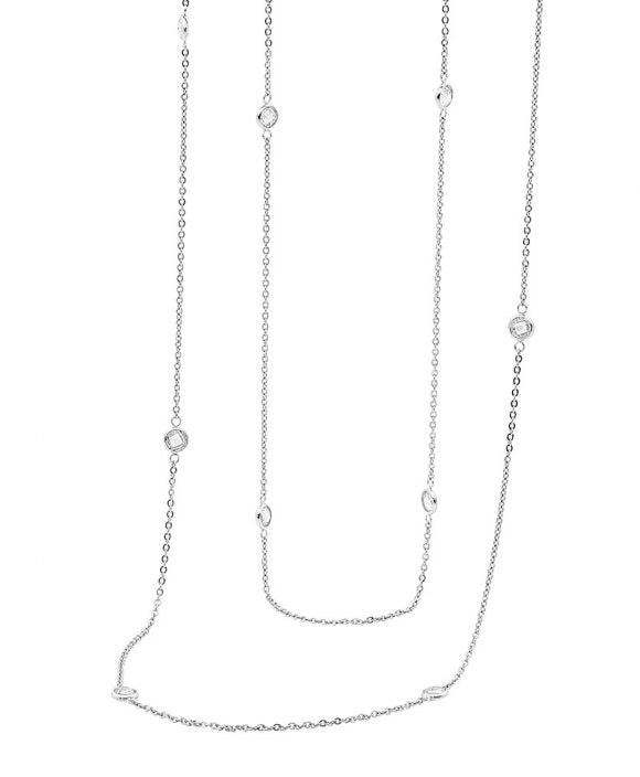 ELLANI STAINLESS STEEL 92CM 9 X ROUND CUBIC ZIRCONIA NECKLACE SN113S