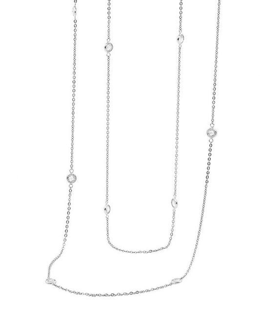 ELLANI STAINLESS STEEL 92CM 9 X ROUND CUBIC ZIRCONIA NECKLACE SN113S