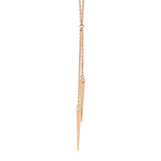 ELLANI GOLD PLATED NECKLACE WITH 2 DROP SPEAR CHARMS. SN114G