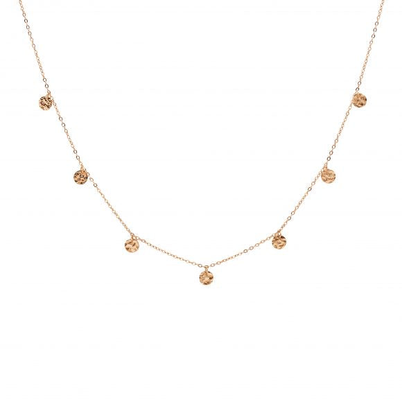 ELLANI STAINLESS STEEL ROSE GOLD PLATED DISC 42CM NECKLACE