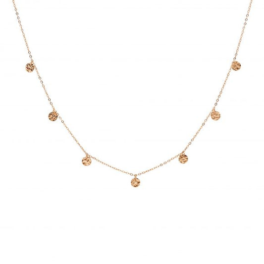 ELLANI STAINLESS STEEL ROSE GOLD PLATED DISC 42CM NECKLACE