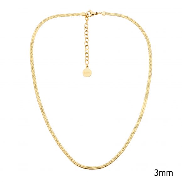 ELLANI STAINLESS STEEL GOLD PLATED 3MM HERRINGBONE CHAIN. SP126G