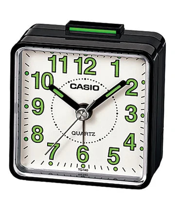CASIO ALARM CLOCK BLACK CASE BEEPER ANALOGUE WHITE FACE .TQ140-1B