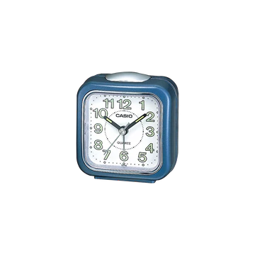 CASIO ALARM CLOCK BUILT IN MICROLIGHT BLUE CASE WHITE FACE .TQ142-2