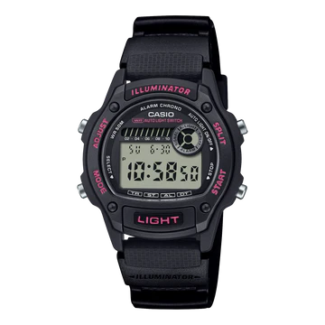 CASIO DIGITAL MID SIZE WATCH BLACK RESIN BAND. W220H-1A2