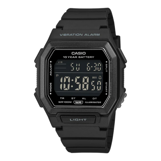 CASIO DIGITAL WATCH,  BLACK RESIN BAND. W738H-1B