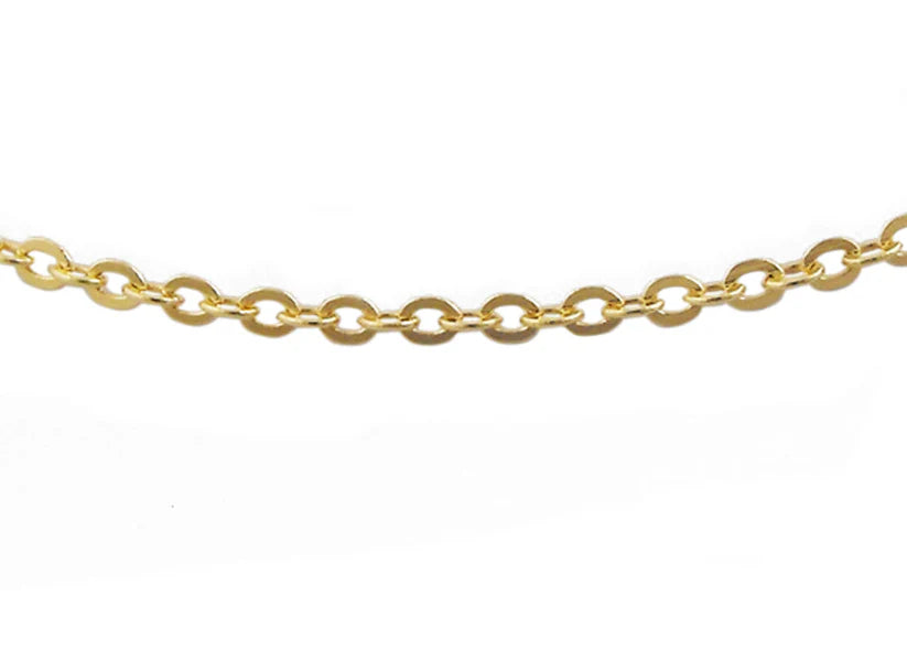 18CT YELLOW GOLD 45CM X 1.3MM IMPORTED ITALIAN OVAL TRACE CHAIN.