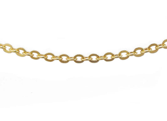 18CT YELLOW GOLD 45CM X 1.3MM IMPORTED ITALIAN OVAL TRACE CHAIN.