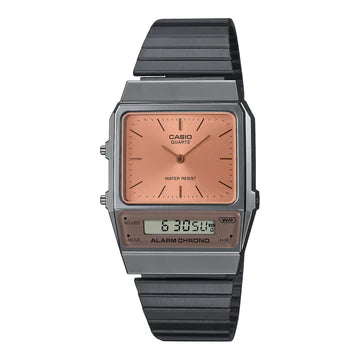 CASIO DUO NOSTALGIC COLLECTION BLACK STAINLESS STEEL BAND. AQ800ECGG-4A