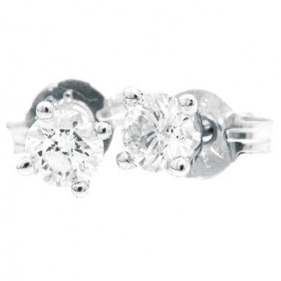 9CT WHITE GOLD 4 CLAW DIAMOND STUD EARRINGS