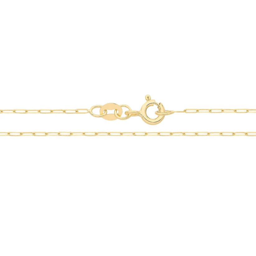 9CT YELLOW GOLD IMPORTED 42CM PAPERCLIP CHAIN.