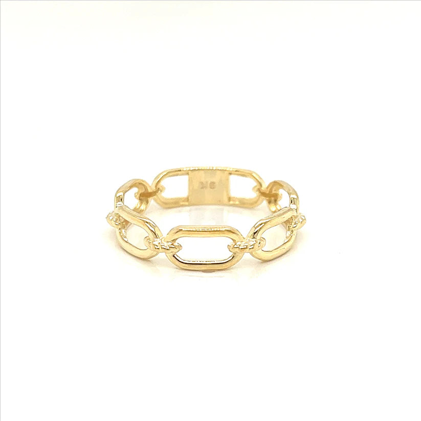 9CT YELLOW GOLD 5MM CHAIN LINK RING.