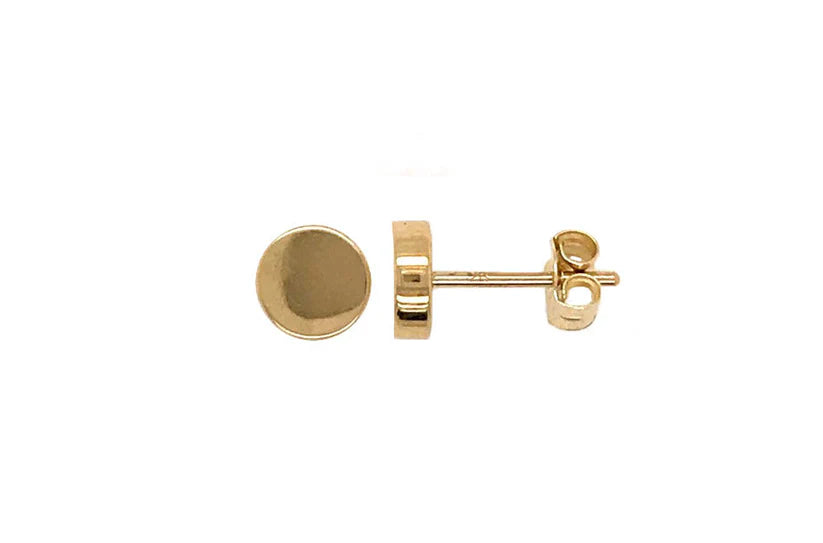 9CT YELLOW GOLD IMPORTED 6MM DISC STUD EARRINGS