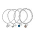 SUE SENSI STERLING SILVER 2MM FEEL SAFE BRACELET WITH BLUE EVIL EYE CHARM.