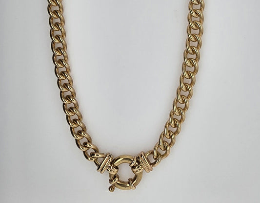 9CT YELLOW GOLD 46CM 66.6G SOLID CURB NECKLACE WITH BOLTRING