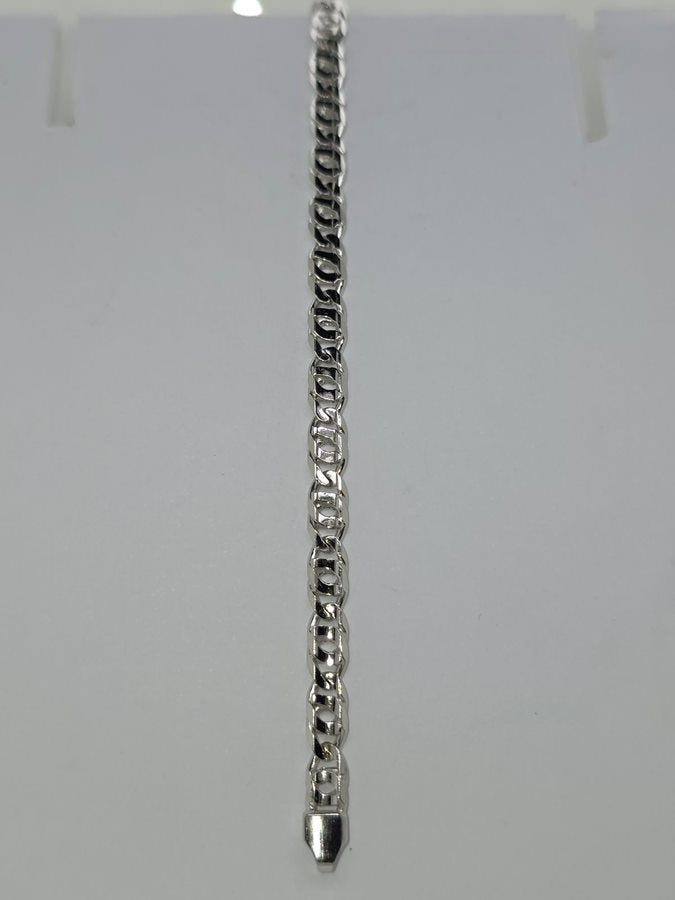 18CT WHITE GOLD ITALIAN IMPORTED 19CM 9.4G BIRDSEYE BRACELET