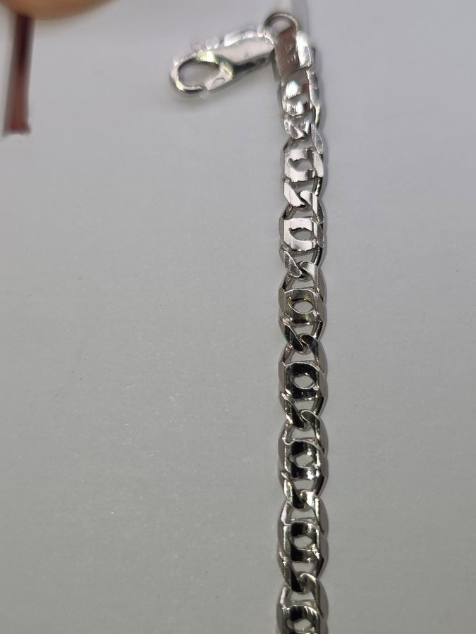 18CT WHITE GOLD ITALIAN IMPORTED 19CM 9.4G BIRDSEYE BRACELET