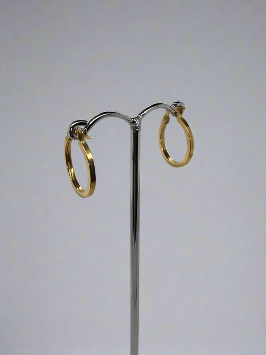 18CT YELLOW GOLD IMPORTED SQUARE PROFILE HOOP EARRINGS